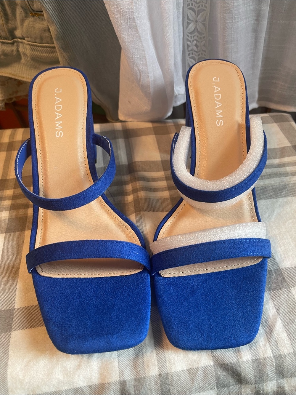 J Adams Royal Blue and White Strappy Slide sandals